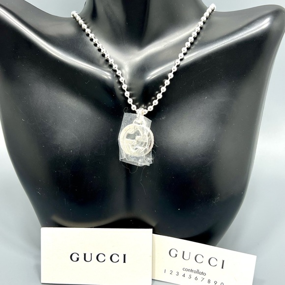 Authentic GUCCI Sterling Silver Double G Pendant Necklace - Picture 3 of 16